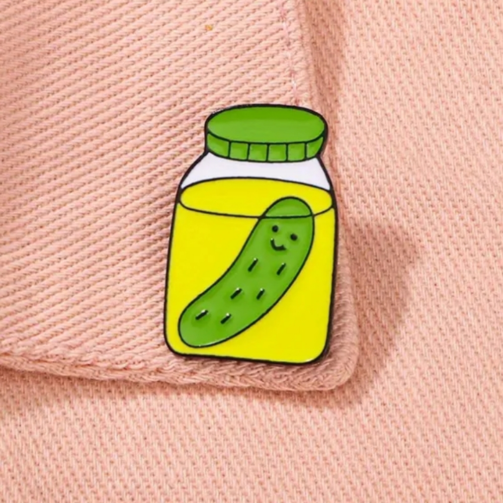 NEW Green & Yellow Pickle Jar Enamel Pin